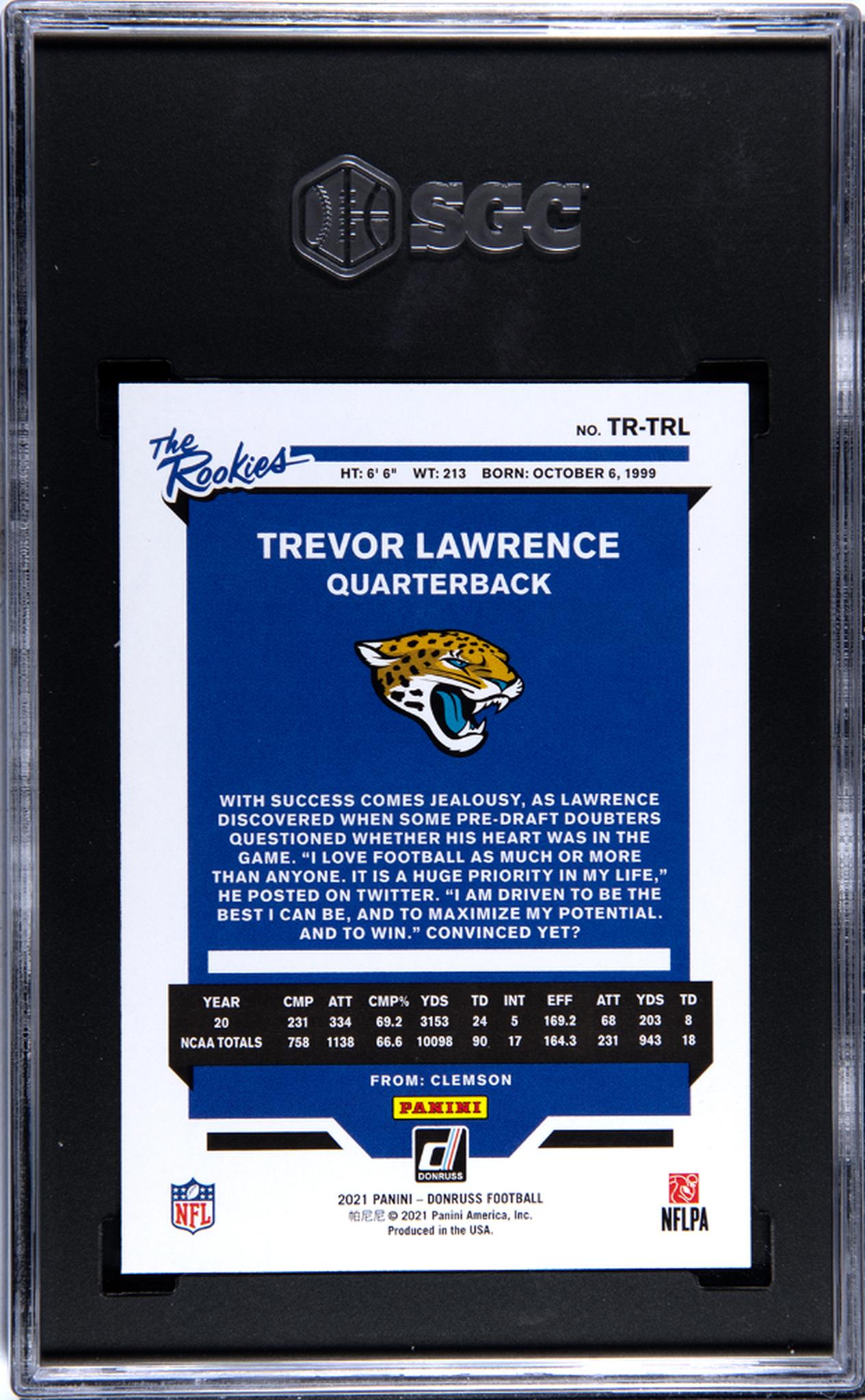 2021 Panini Donruss #TR-TRL Trevor Lawrence Rookie SGC 9.5