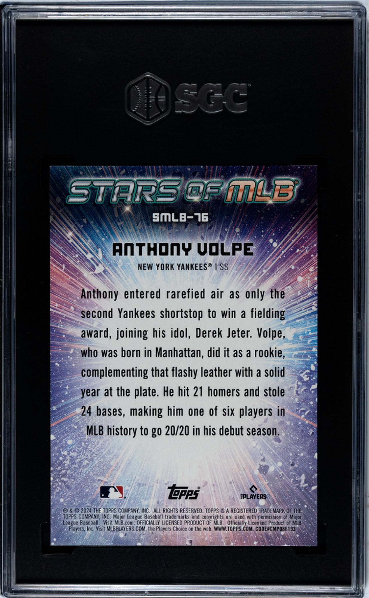 2024 Topps Update Series Stars of MLB Anthony Volpe #SMLB-76 SGC 10