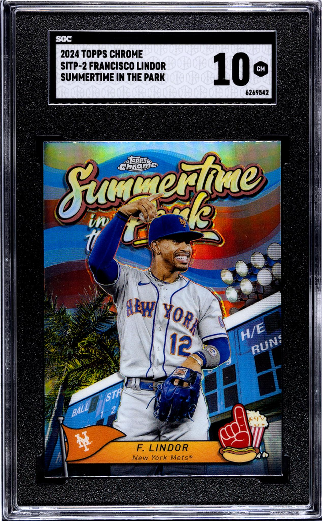 2024 Topps Chrome #SITP-2 Francisco Lindor Summertime in the Park SGC 10