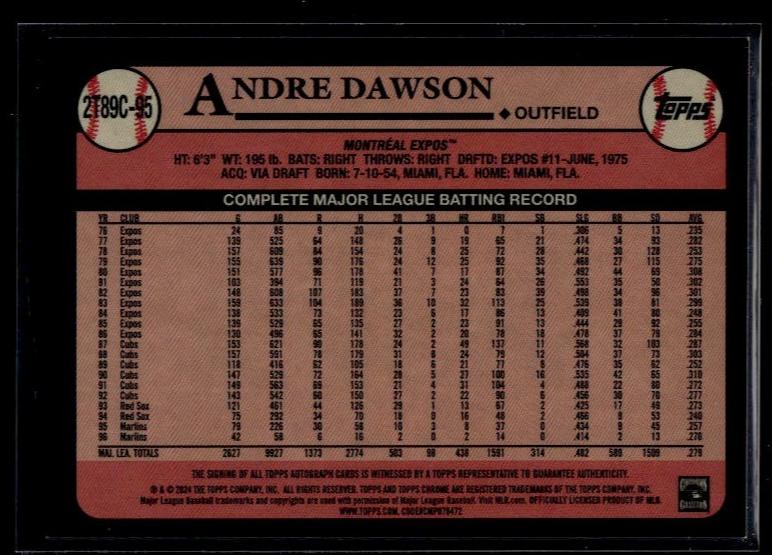 2024 Topps Chrome 35th Anniversary Andre Dawson Auto