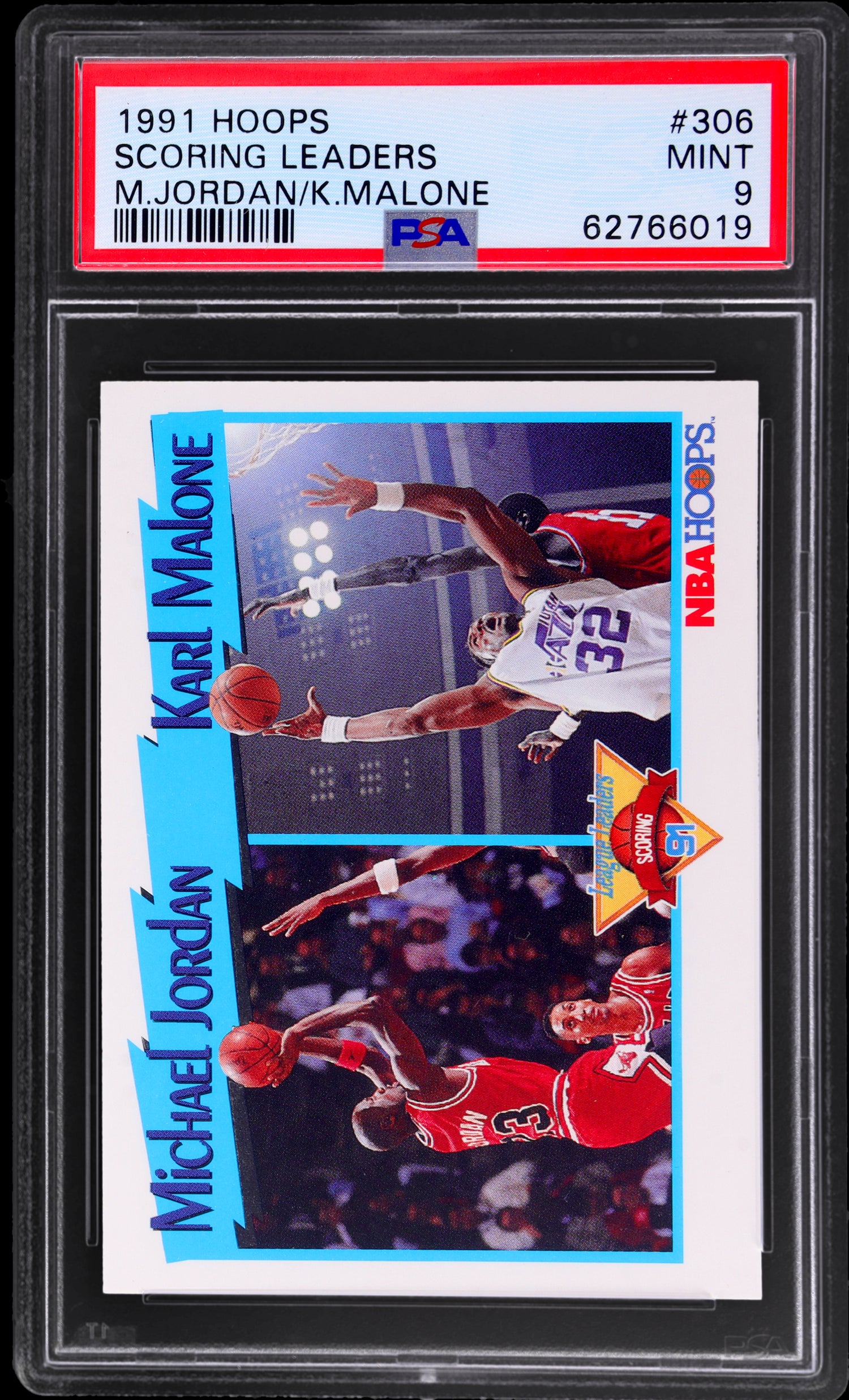1991 Hoops #306 Karl Malone/Michael Jordan Scoring Leaders PSA 9