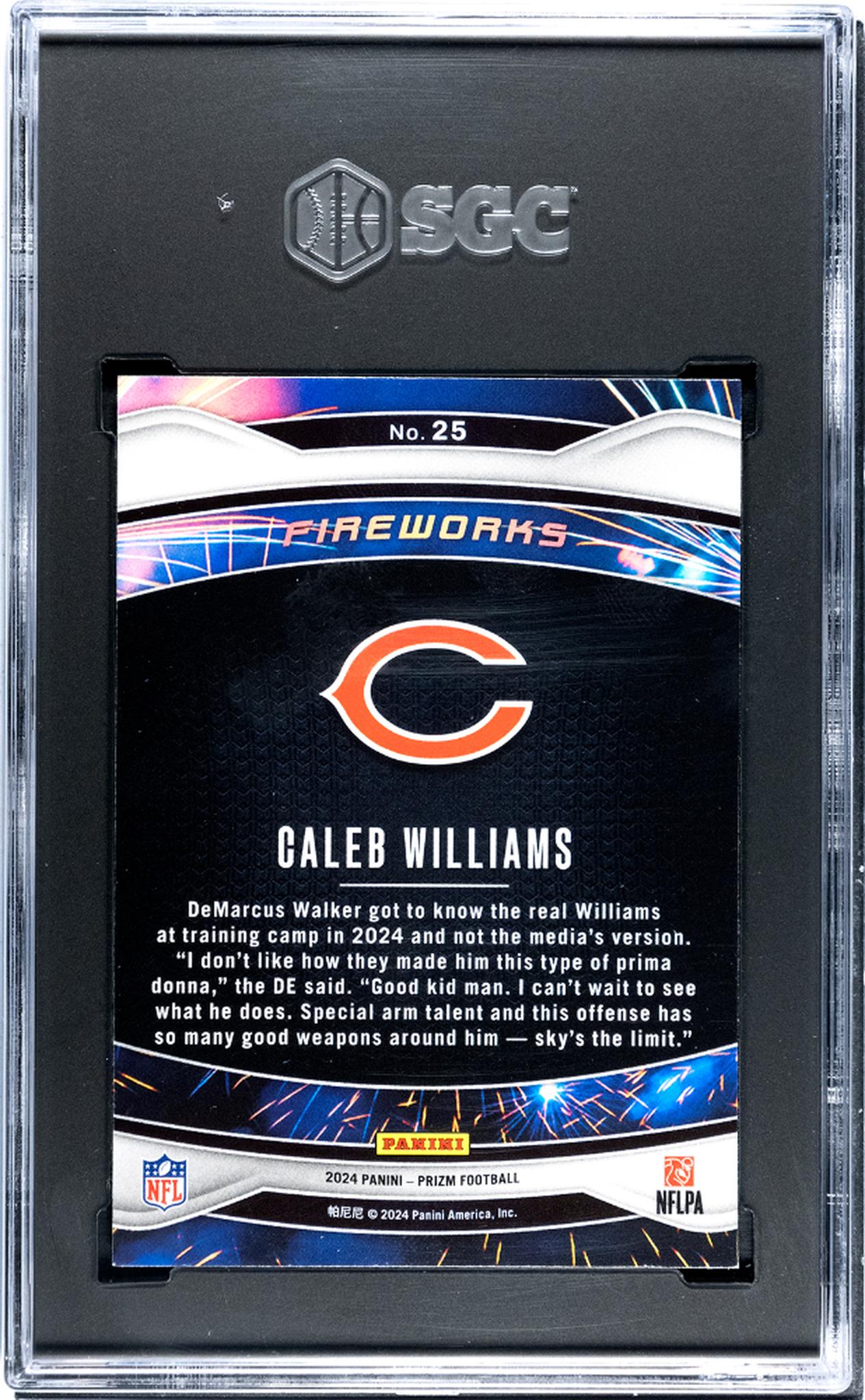 2024 Panini Prizm #25 Caleb Williams Fireworks SGC 9.5
