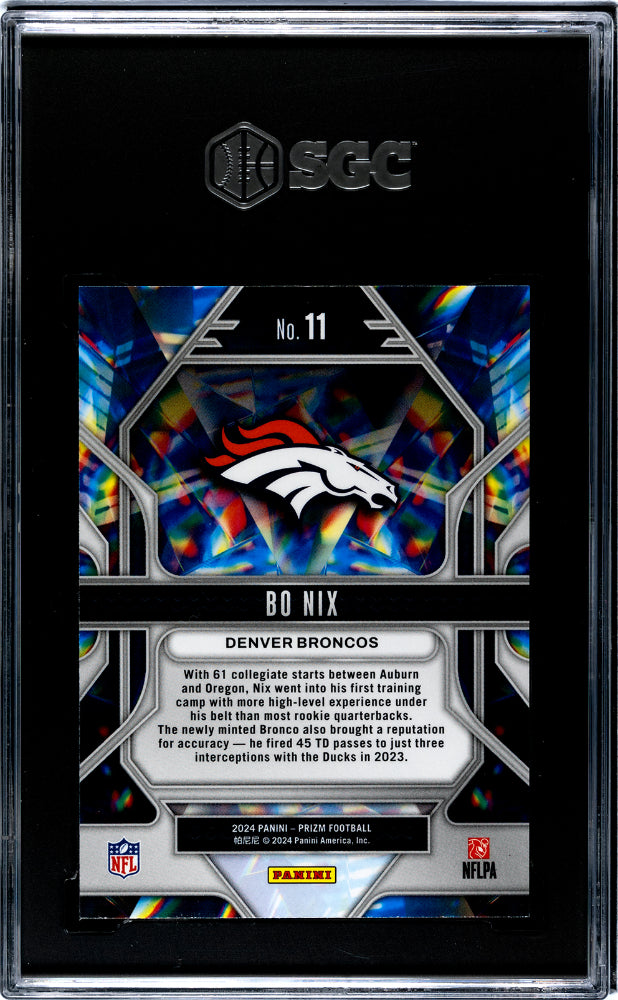 2024 Panini Prizm Prizmatic Bo Nix #11 RC SGC 9.5