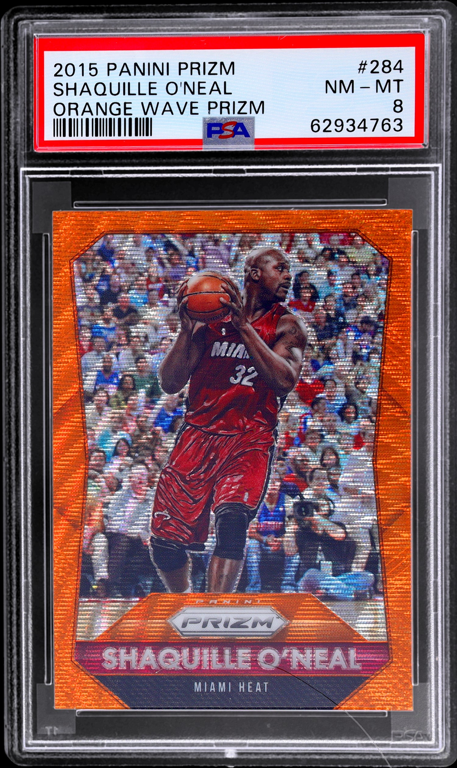 2015 Panini Prizm #284 Shaquille O'Neal Orange Wave Prizm PSA 8