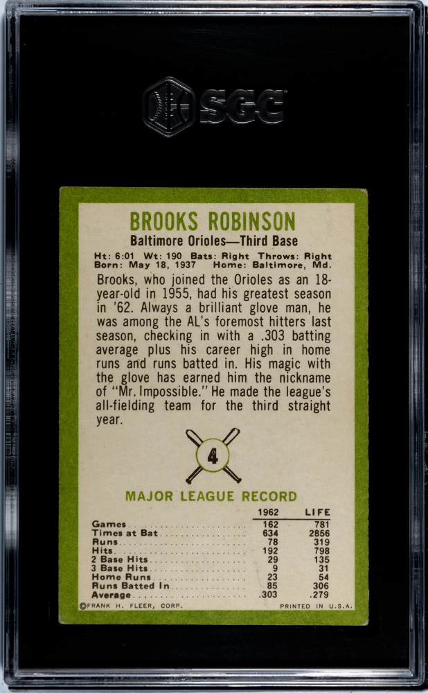 1963 Fleer #4 Brooks Robinson SGC 4.5