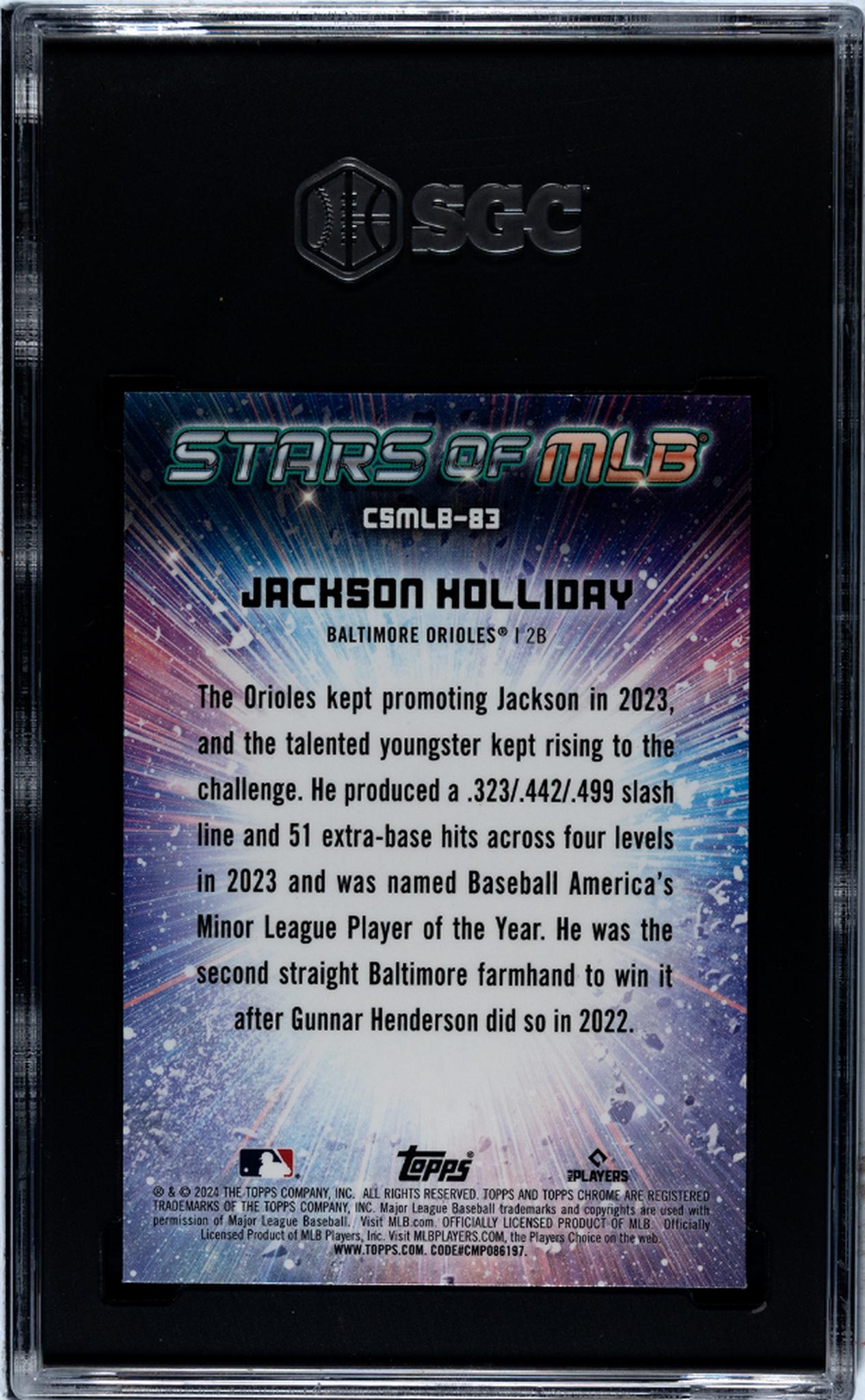 2024 Topps Update #CSMLB-83 Jackson Holliday Chrome Stars Of MLB SGC 10