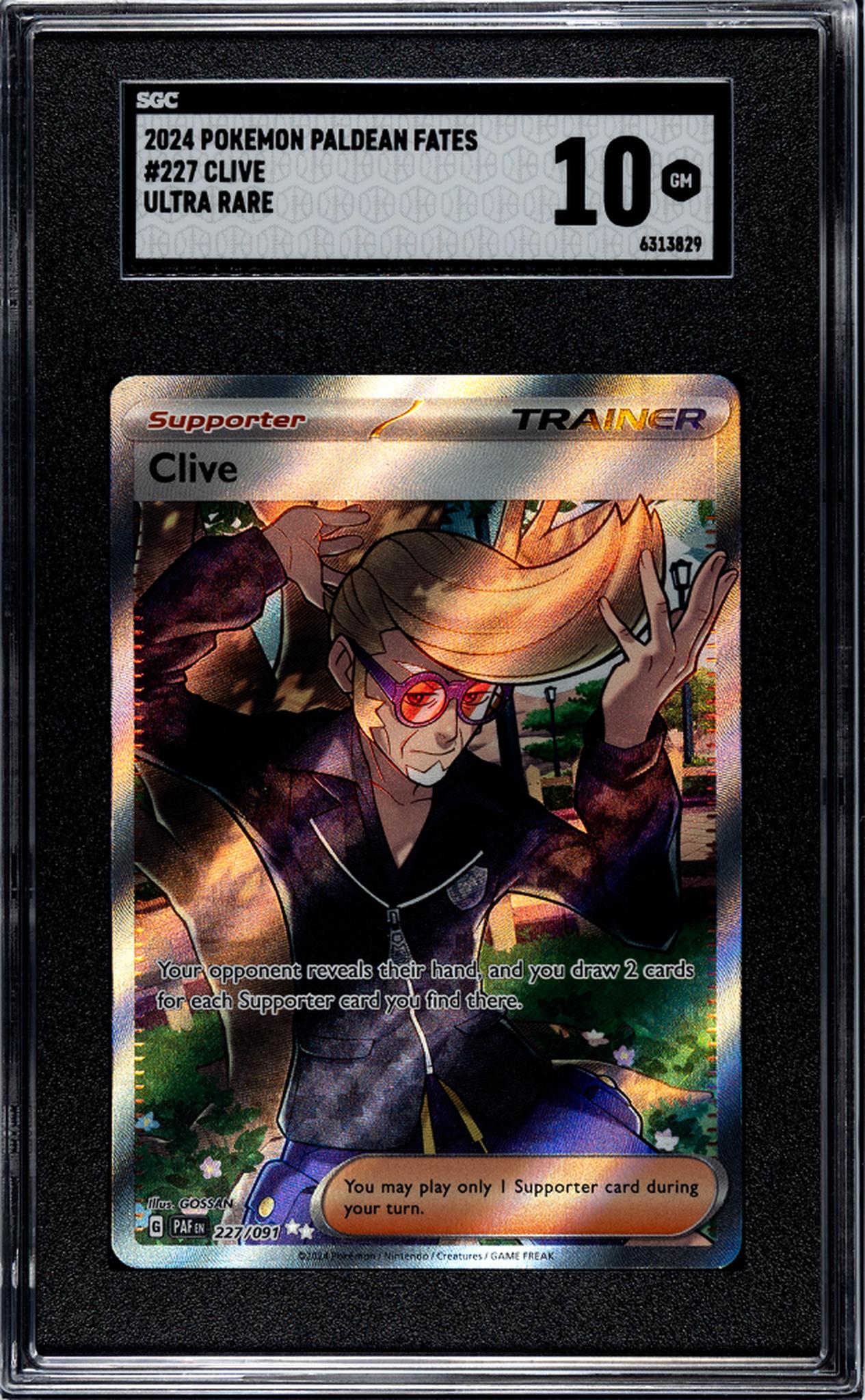 2024 Pokemon #227 Clive Ultra Rare SGC 10