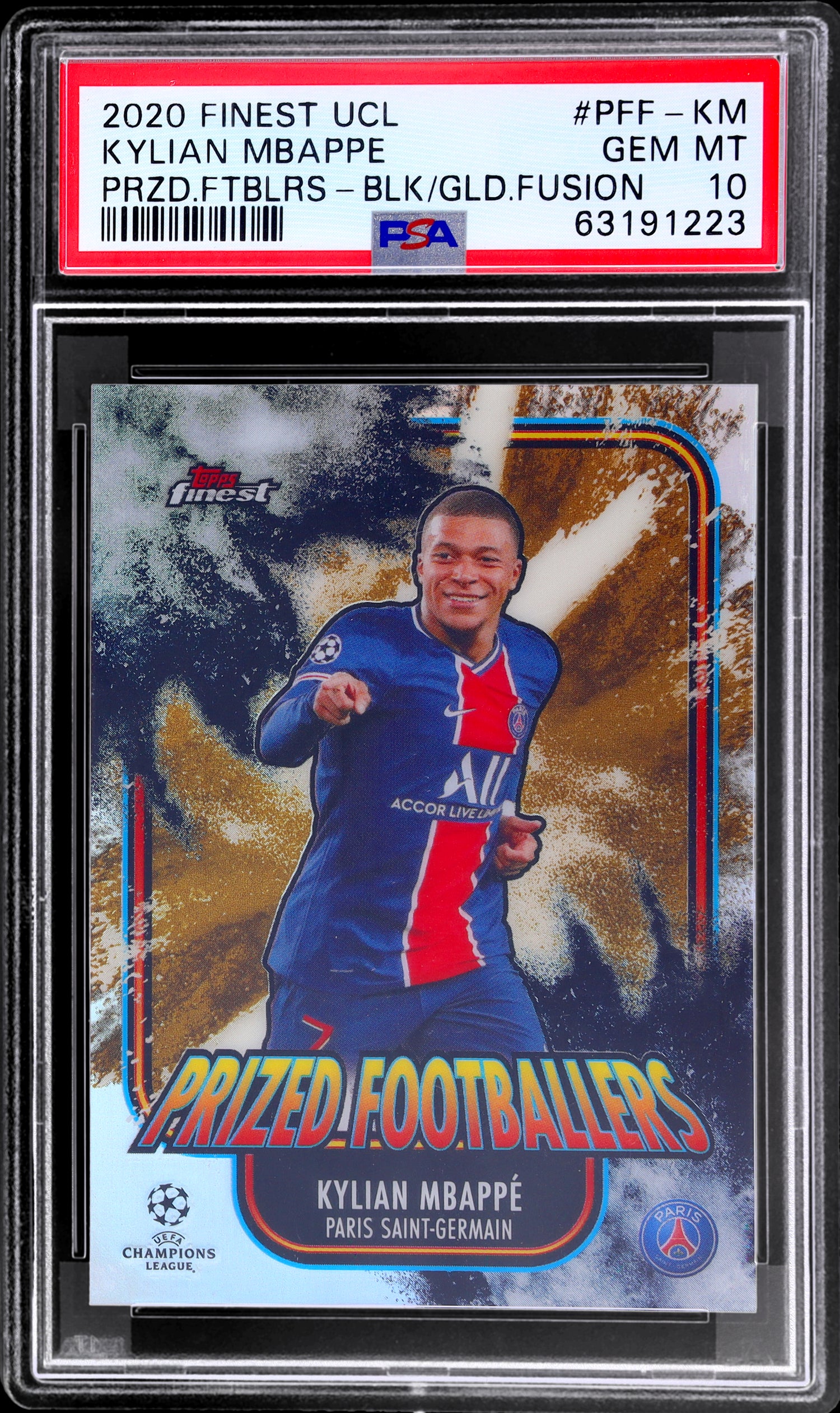 2020 Topps Finest Prized Footballers Kylian Mbappe #PFF-KM PSA 10