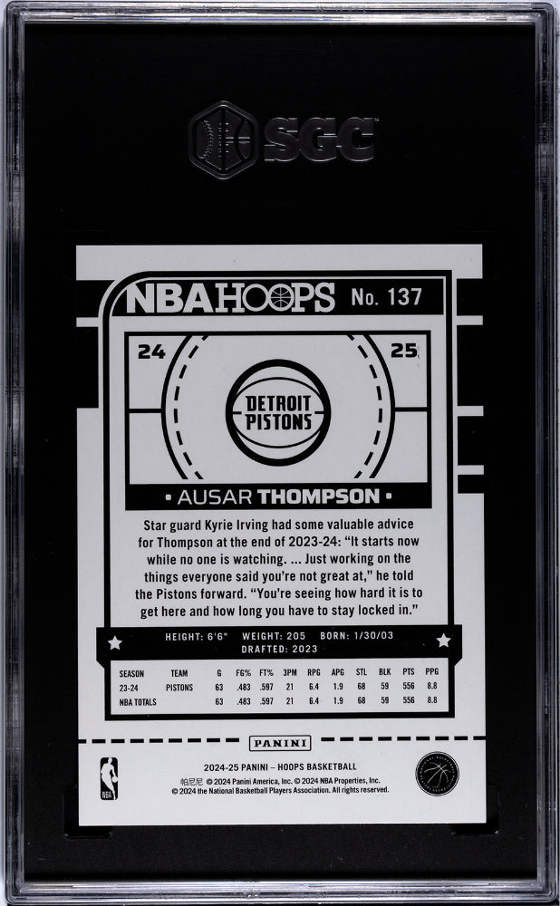 2024-25 Panini Hoops Storm Ausar Thompson #137 /299 SGC 9.5