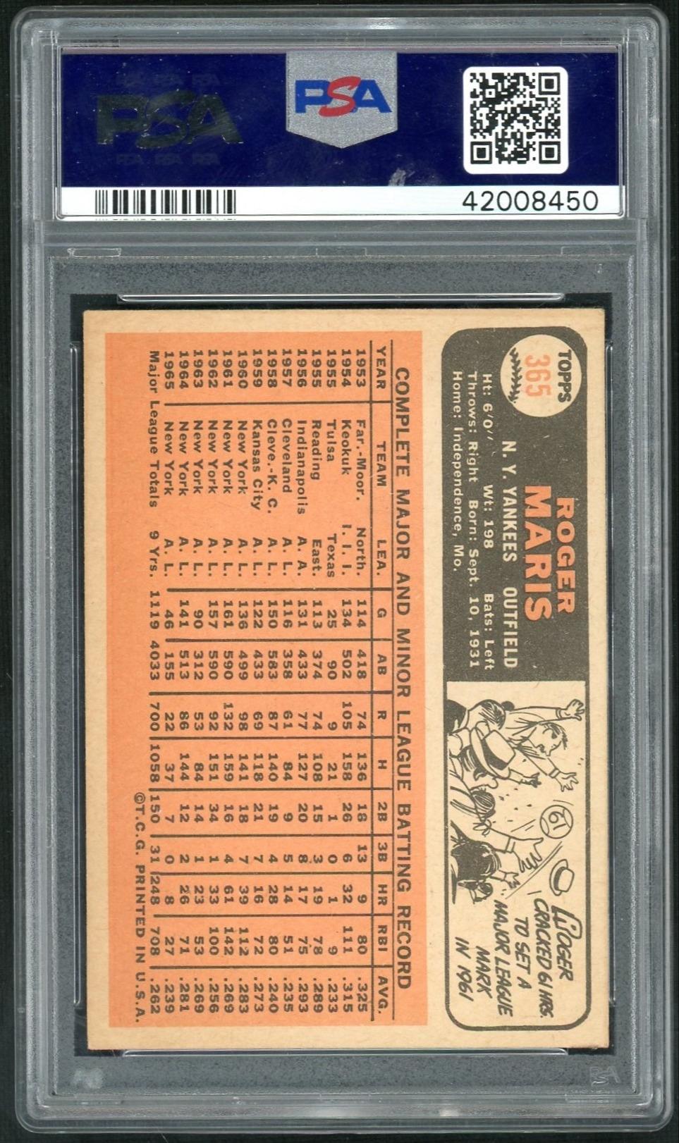 1966 Topps Roger Maris #365 PSA 5