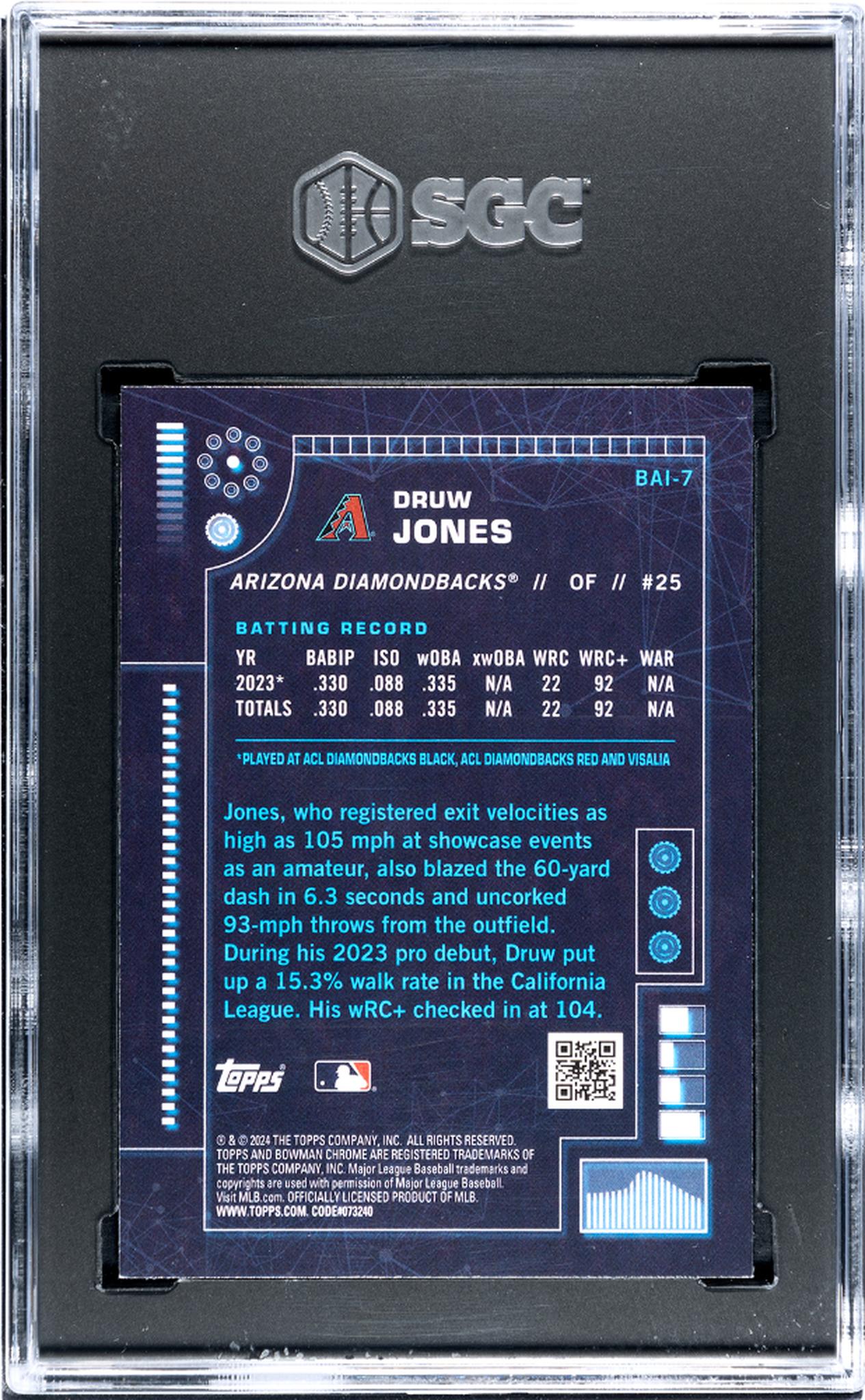 2024 Topps Bowman Bowman A.I. Druw Jones #BAI-7 SGC 10