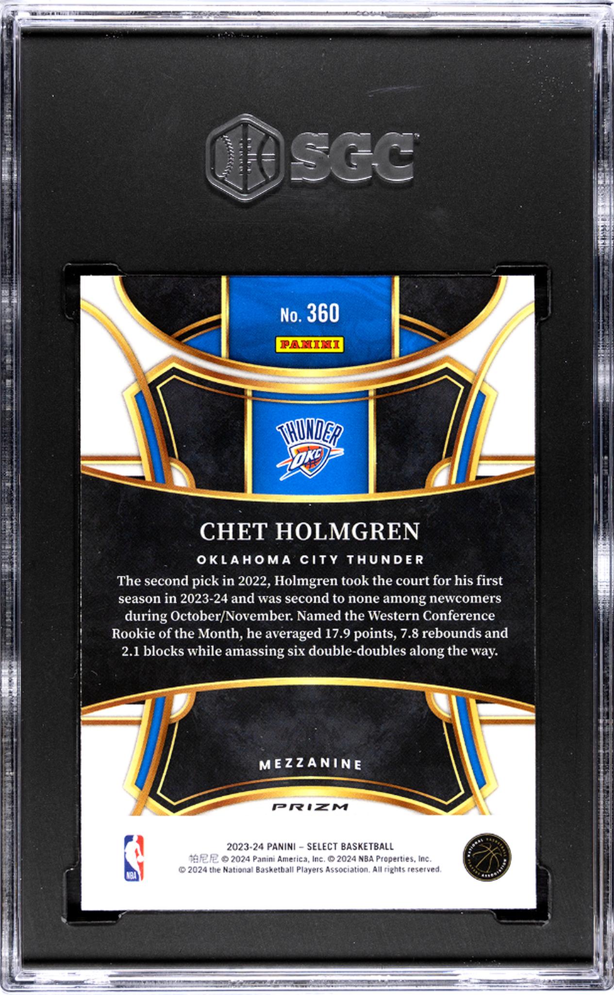 2023-24 Panini Select #360 Chet Holmgren Blue Prizm SGC 10