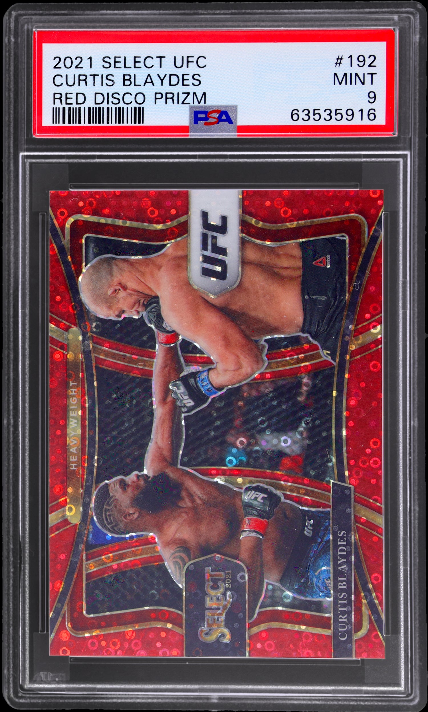 2021 Panini Select UFC Red Disco Prizm Curtis Blaydes #192 /199 PSA 9