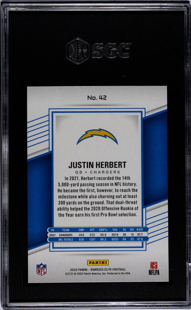 2022 Panini Elite Justin Herbert #42 SGC 10