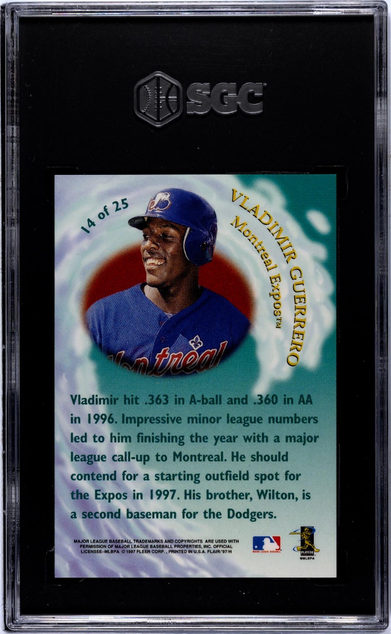 1997 Flair Showcase #14 Vladimir Guerrero Wave of the Future 14 SGC 9