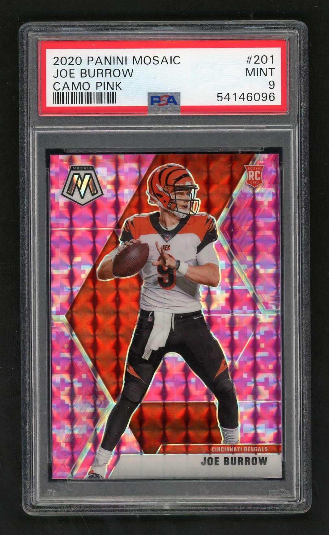 2020 Panini Mosaic Camo Pink Joe Burrow #201 PSA 9