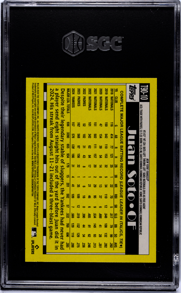 2025 Topps #T90-10 Juan Soto '90 SGC 9