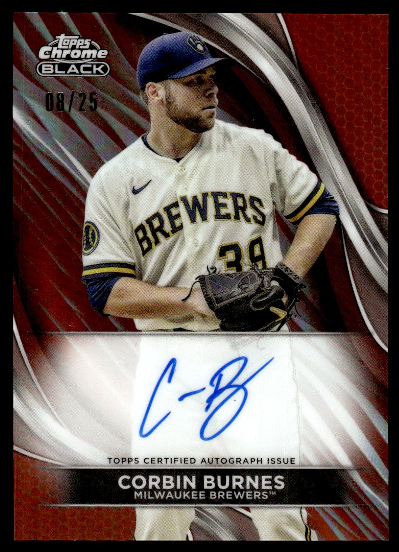 2024 Topps Chrome Black #CBA-CB Corbin Burnes /25 Auto Milwaukee Brewers