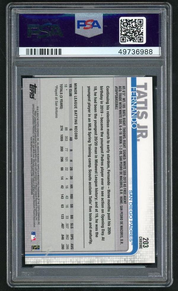 2019 Topps Chrome Fernando Tatis Jr. #203 PSA 10