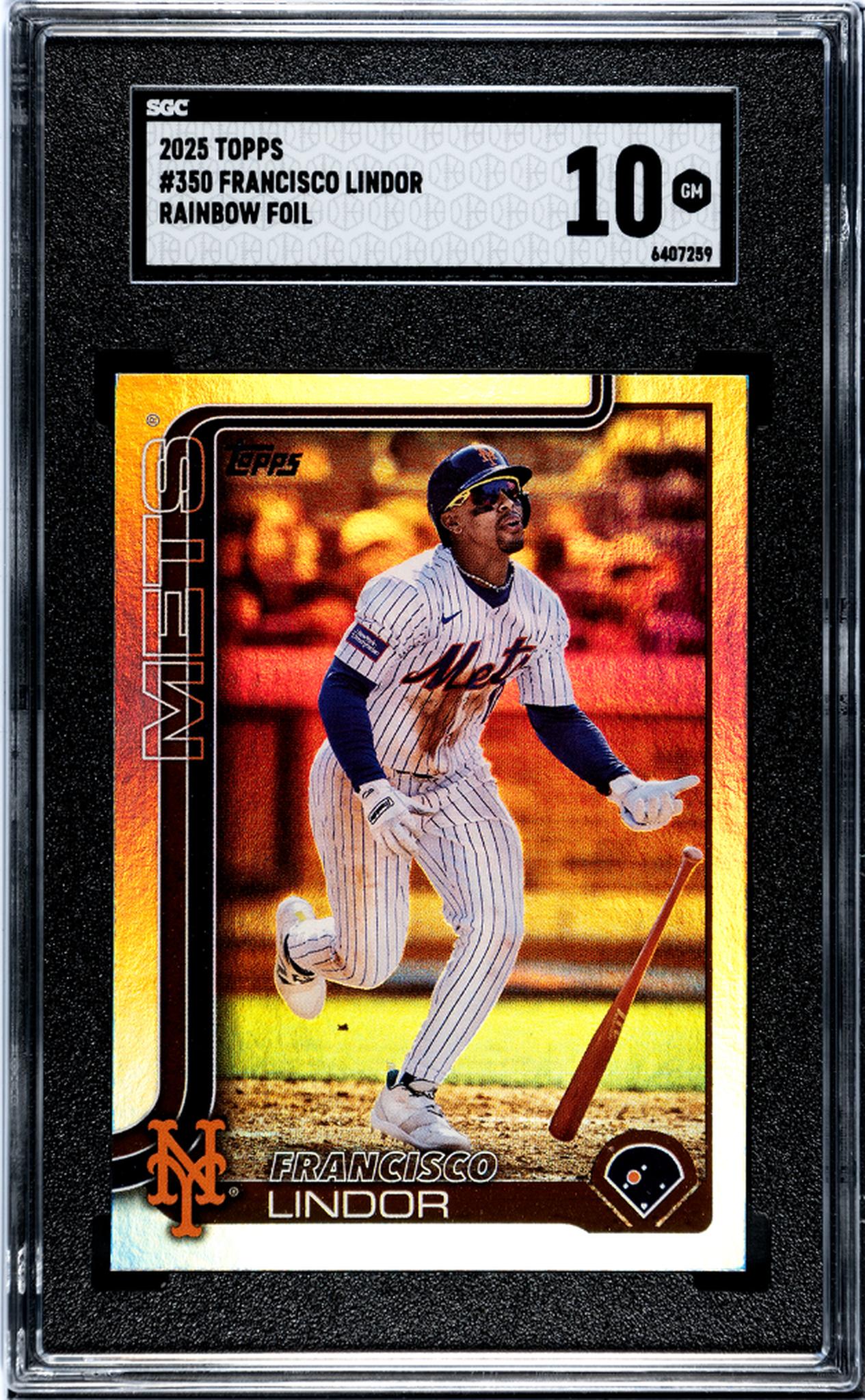2025 Topps #350 Francisco Lindor Rainbow Foilboard SGC 10