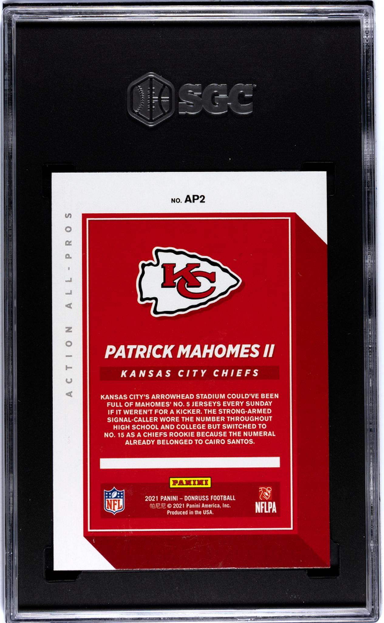 2021 Panini Donruss #AP2 Patrick Mahomes II Action All-Pros SGC 10 Gem Mint 