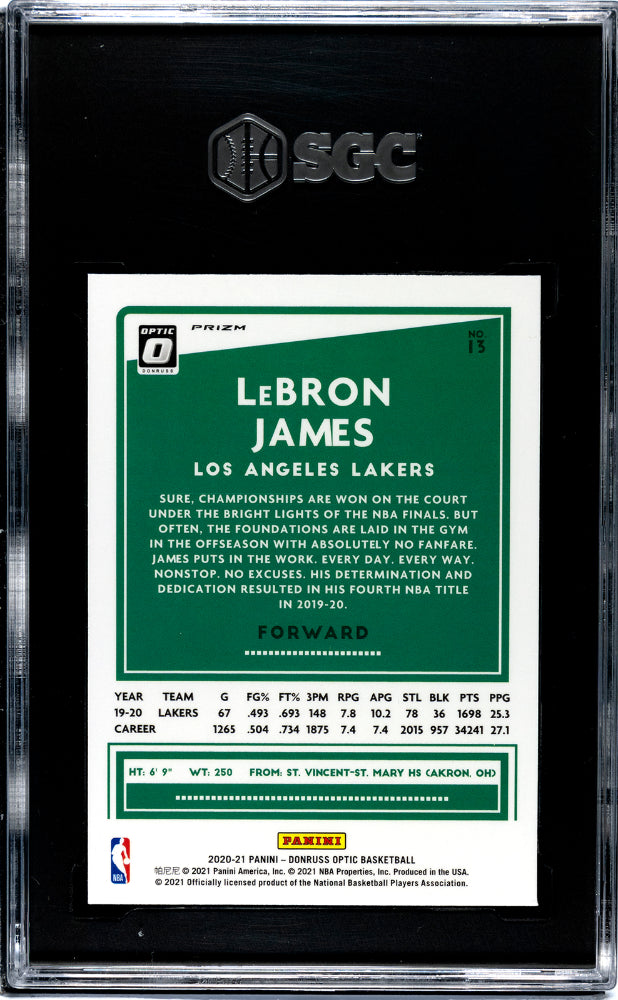 2020-21 Donruss Optic #13 Lebron James Fanatics Box Set SGC 10