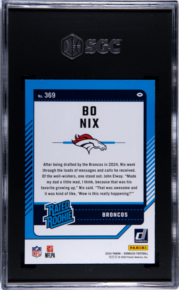 2024 Panini Donruss Rated Rookie Bo Nix #369 RC SGC 9.5