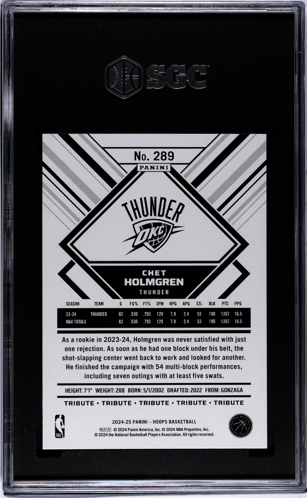 2024-25 Panini Hoops #289 Chet Holmgren SGC 10