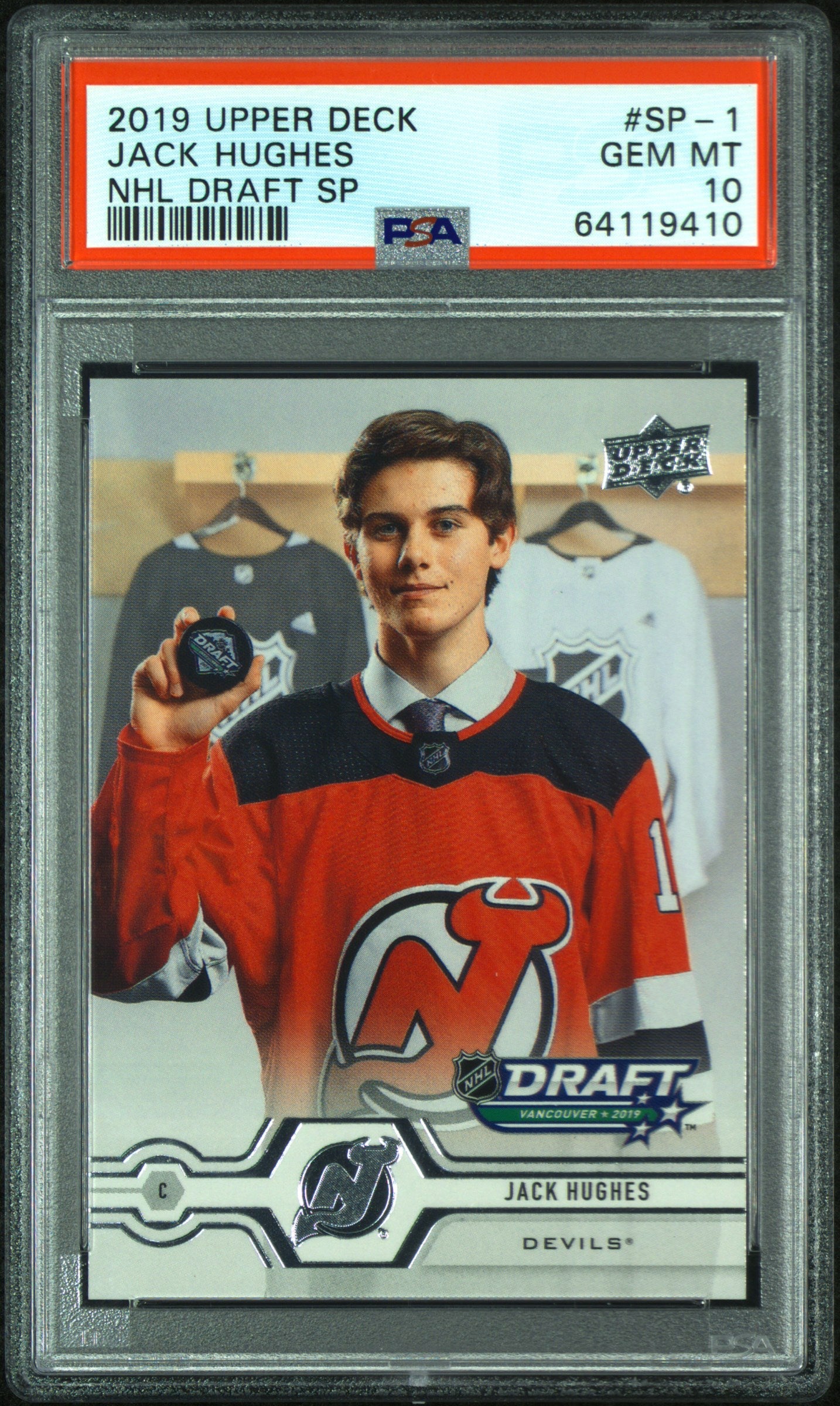2019 Upper Deck NHL Draft SP Jack Hughes #SP-1 PSA 10