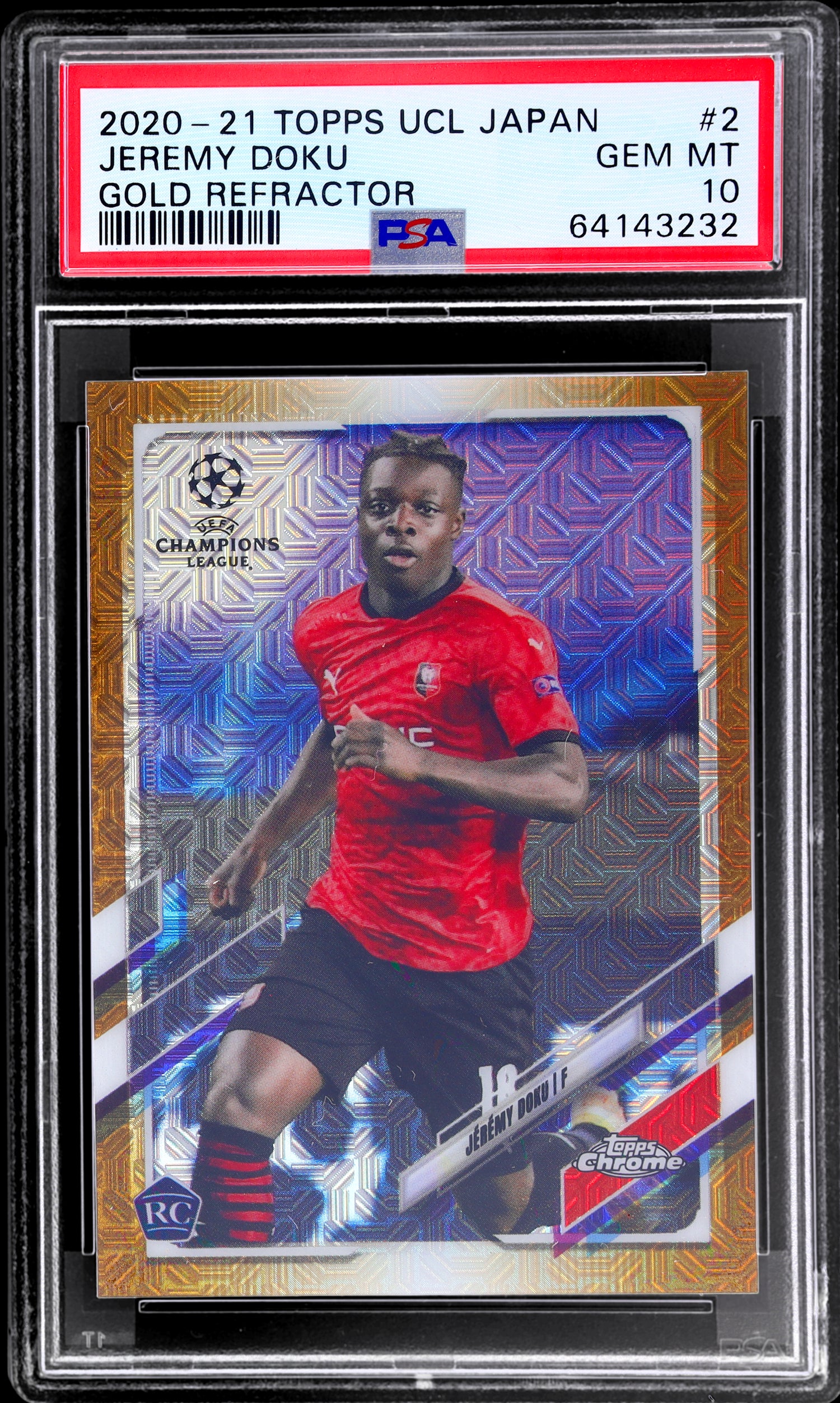 2020 Topps UEFA Champions League Japan #2 Jeremy Doku Gold /50 PSA 10