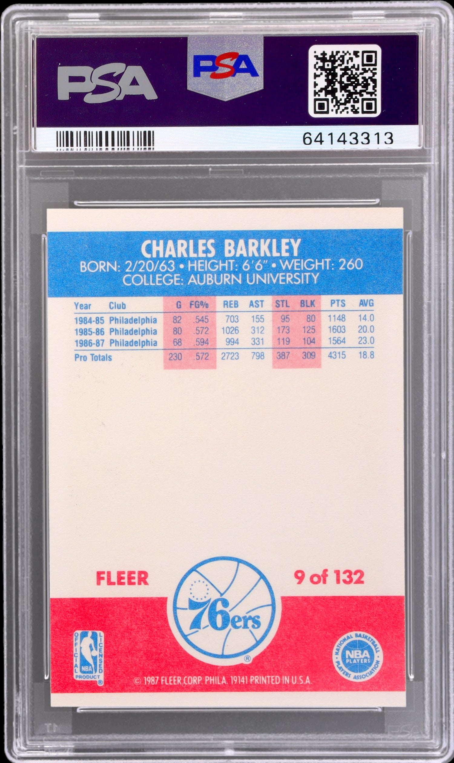 1987 Fleer Charles Barkley #9 PSA 8