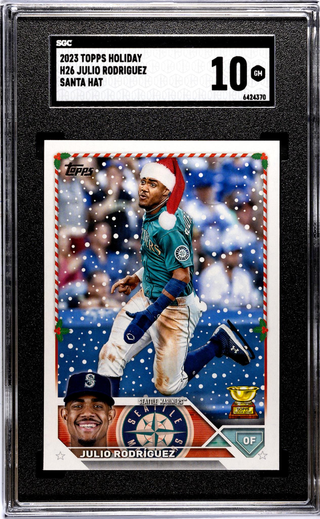 2023 Topps Holiday #H26 Julio Rodriguez Santa Hat SGC 10