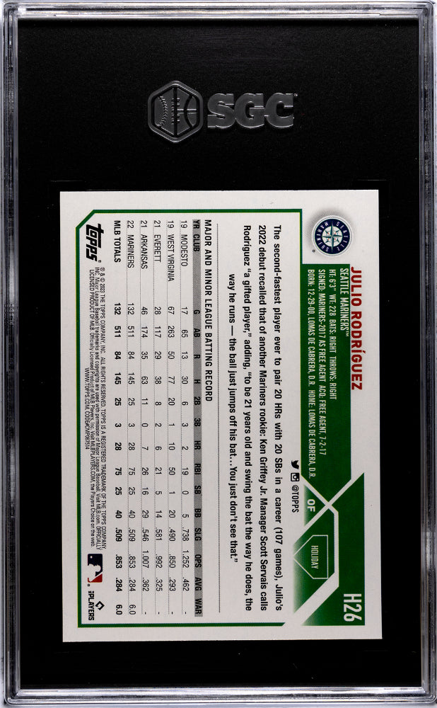 2023 Topps Holiday #H26 Julio Rodriguez Santa Hat SGC 10