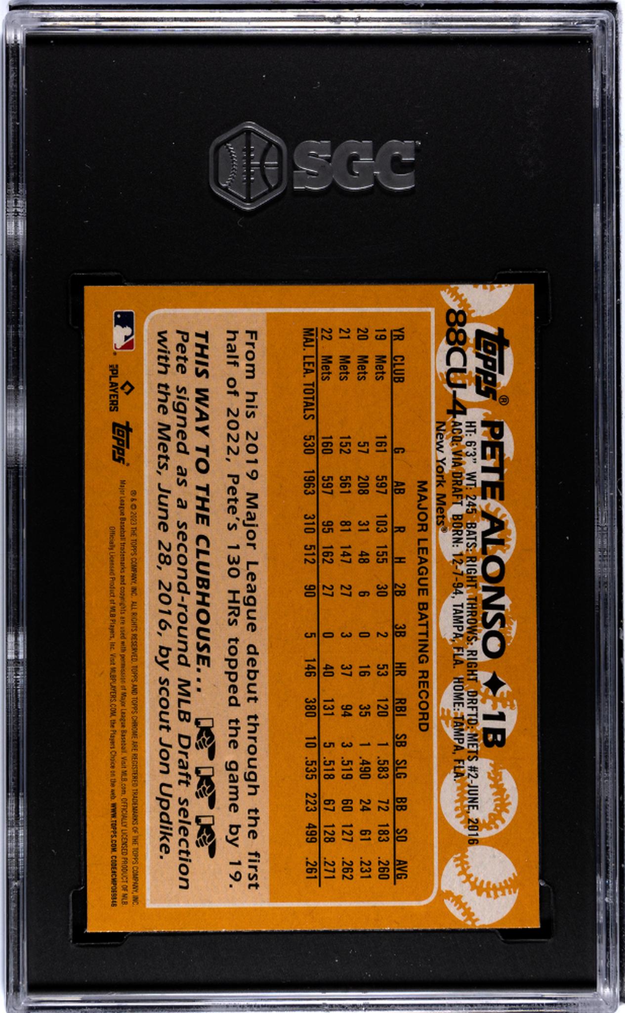 2023 Topps Chrome Update #88CU-4 Pete Alonso 88 SGC 10