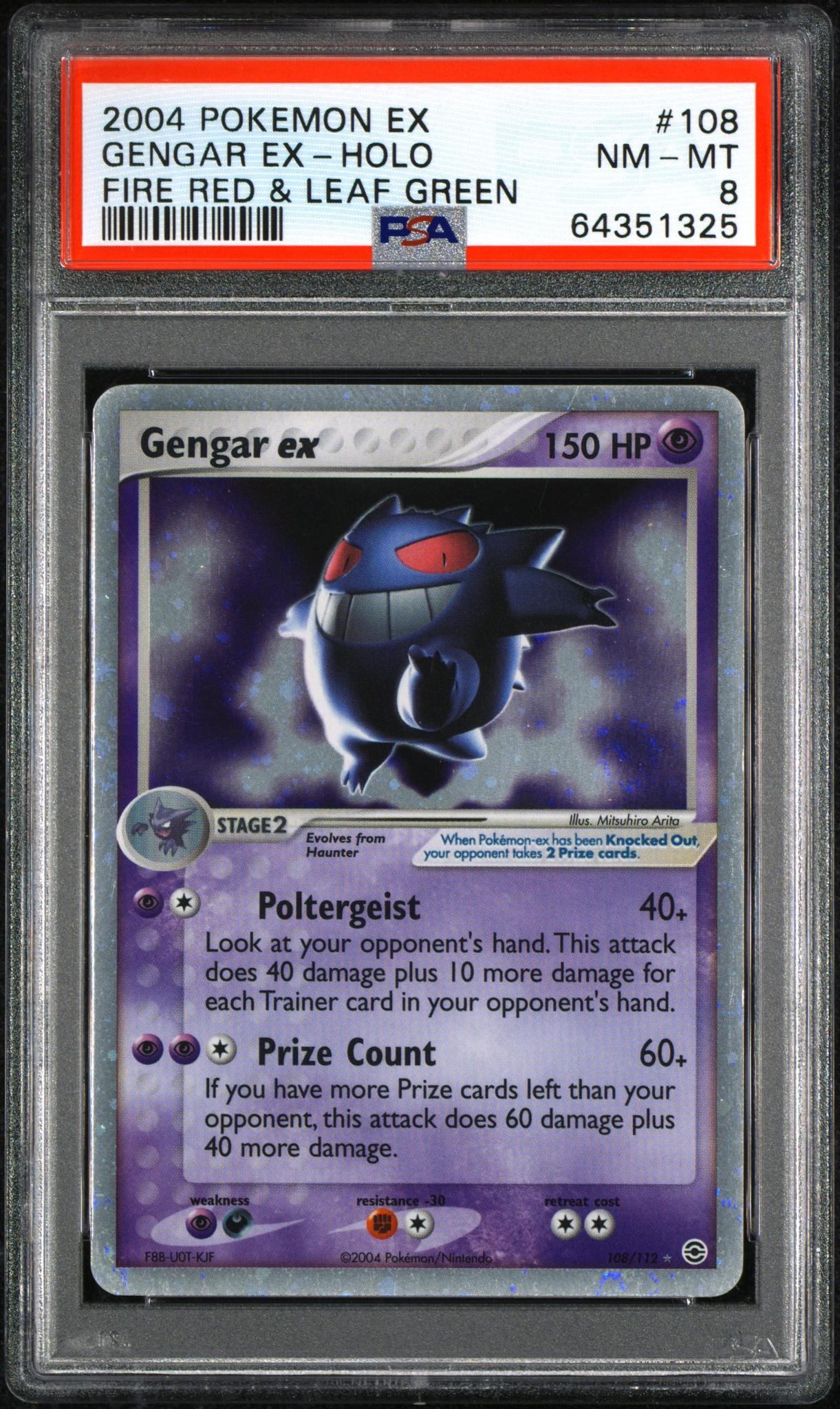 2004 Pokemon Ex Fire Red Leaf Green #108 Gengar Ex Holo PSA 8