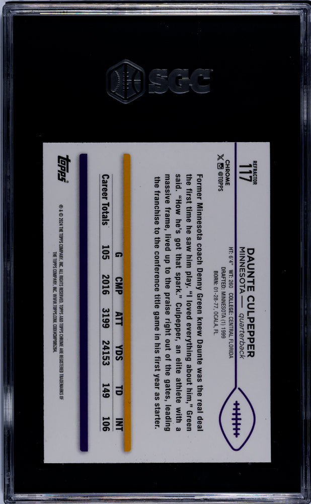 2024 Topps Chrome Refractor Daunte Culpepper #117 SGC 7