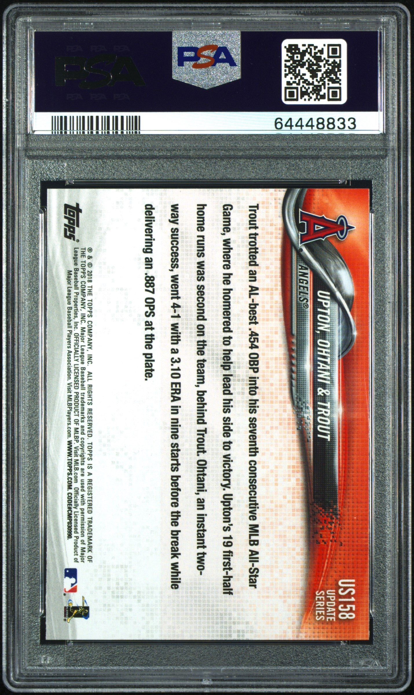2018 Topps Update #US158 Upton/Ohtani/Trout Next Stop Stardom PSA 10