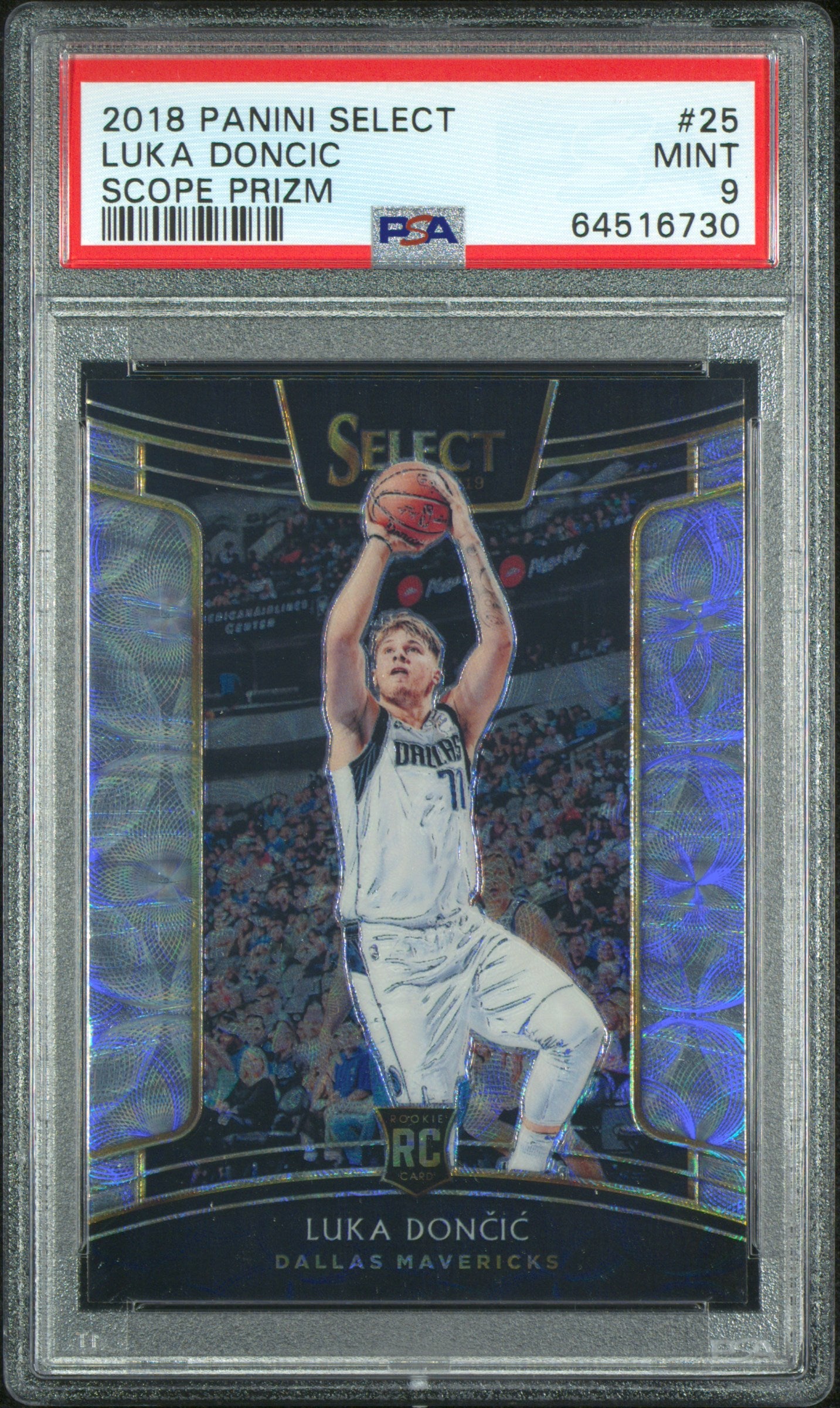 2018 Panini Select Scope Prizm Luka Doncic #25 RC Concourse PSA 9