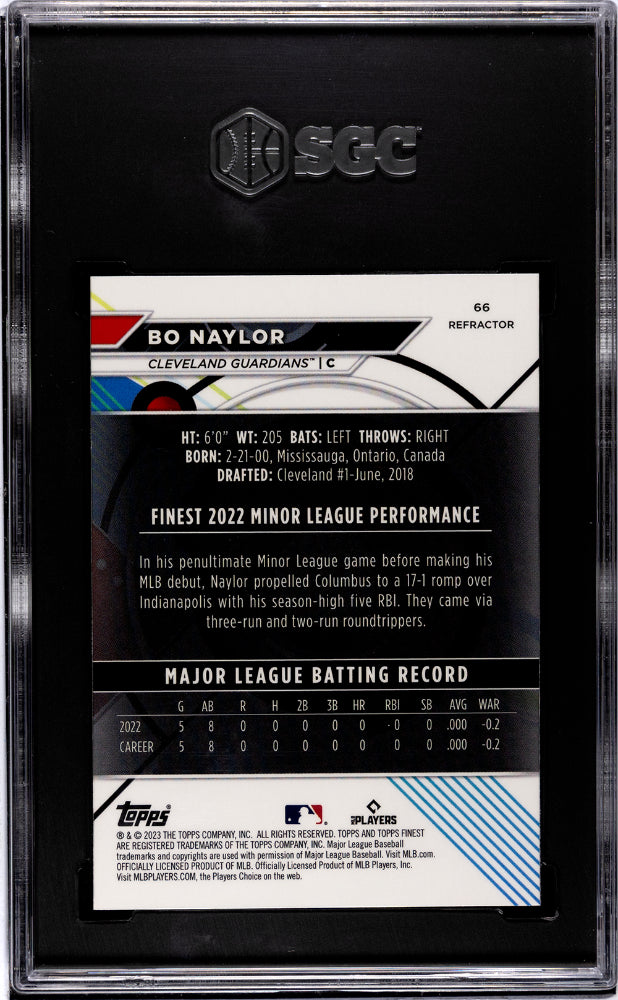 2023 Topps Finest #66 Bo Naylor Refractor Rookie SGC 9