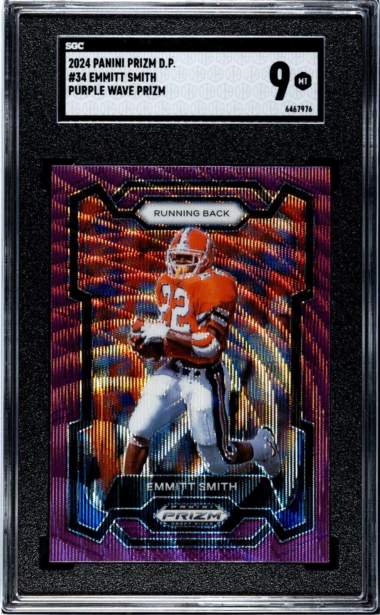 2024 Panini Prizm Draft Picks #34 Emmitt Smith Purple Wave Prizm SGC 9