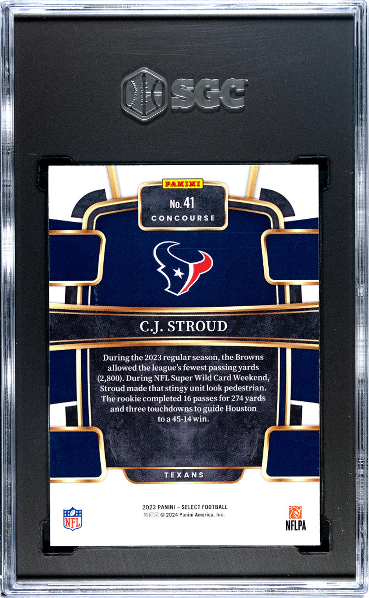 2023 Panini Select #41 C.J. Stroud Concourse Rookie SGC 9