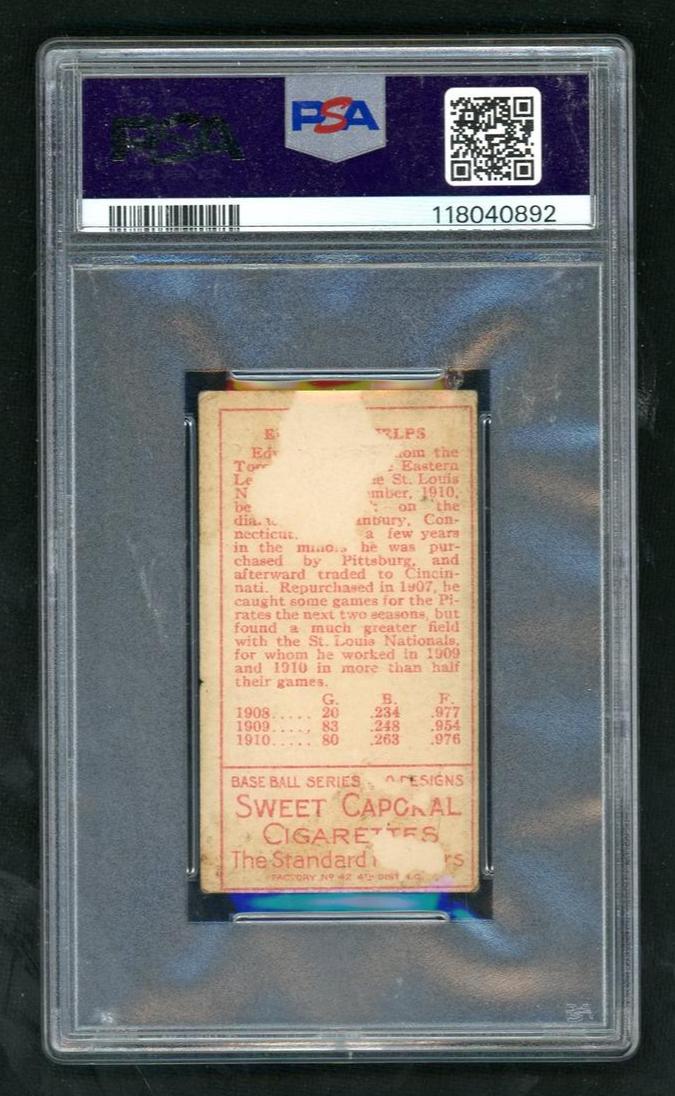 1911 T205 Gold Border Edward Phelps #158 PSA 1