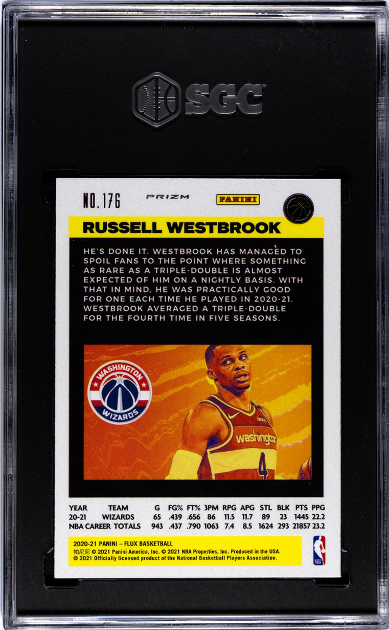 2020-21 Panini Flux Pulsar Prizm Russell Westbrook #176 SGC 7