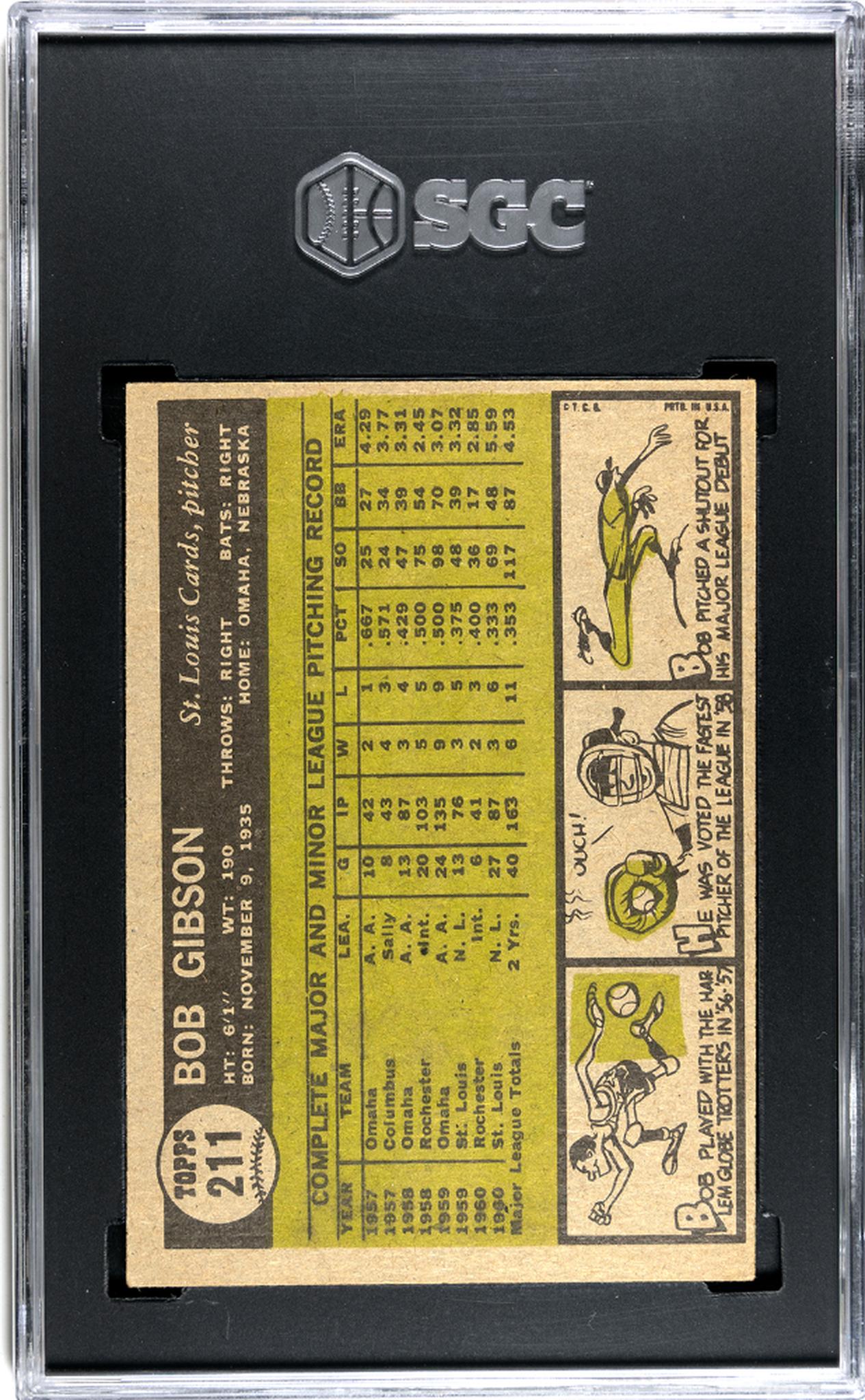 1961 Topps #211 Bob Gibson SGC 5