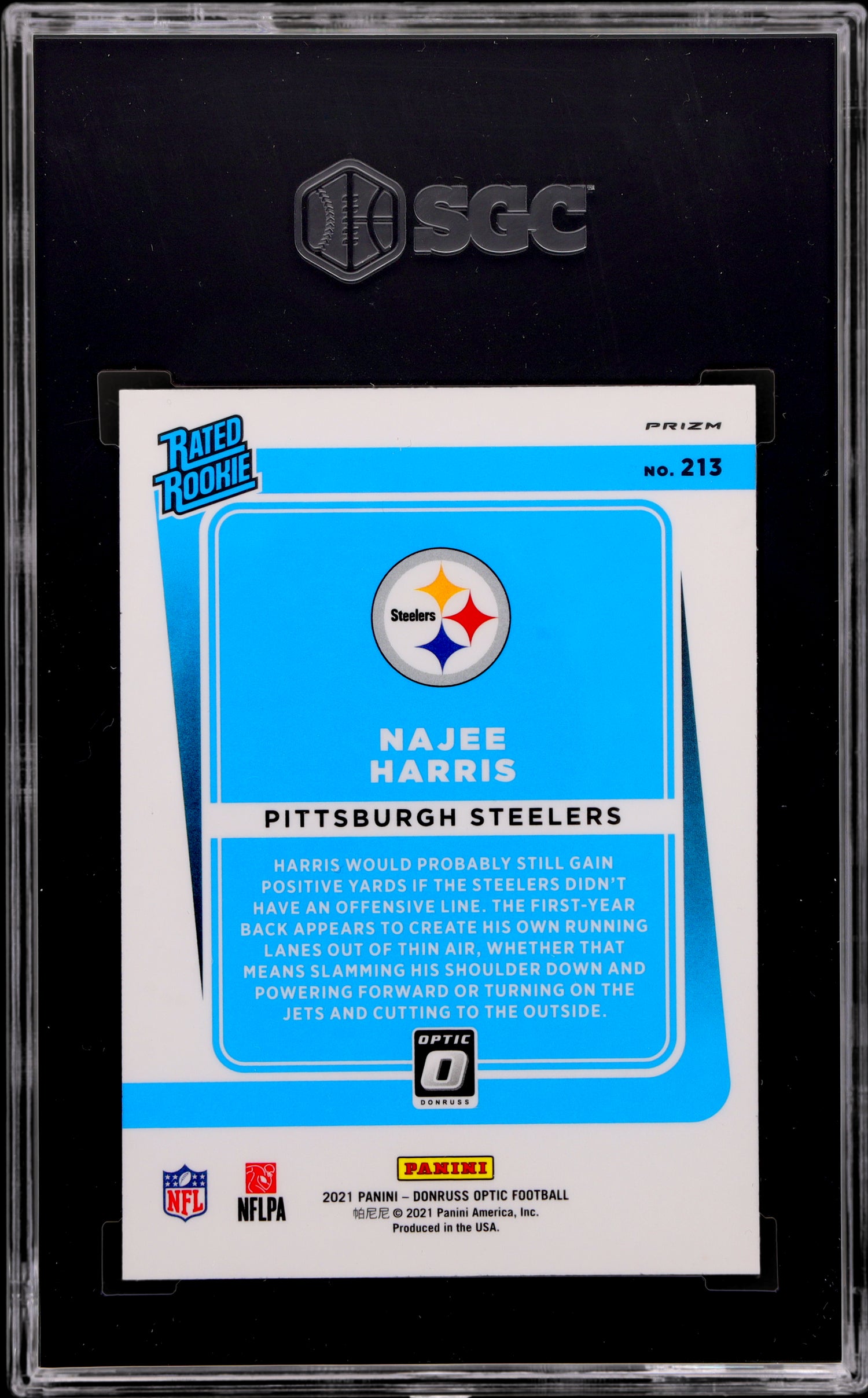 2021 Donruss Optic Holo Prizm Najee Harris #213 RC SGC 9.5
