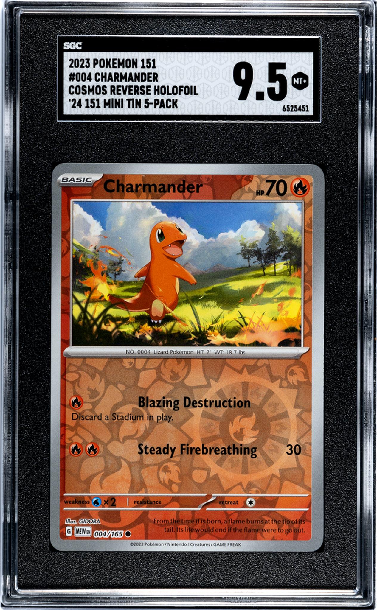 2023 Pokemon #004/165 Charmander Cosmos Reverse Holofoil SGC 9.5