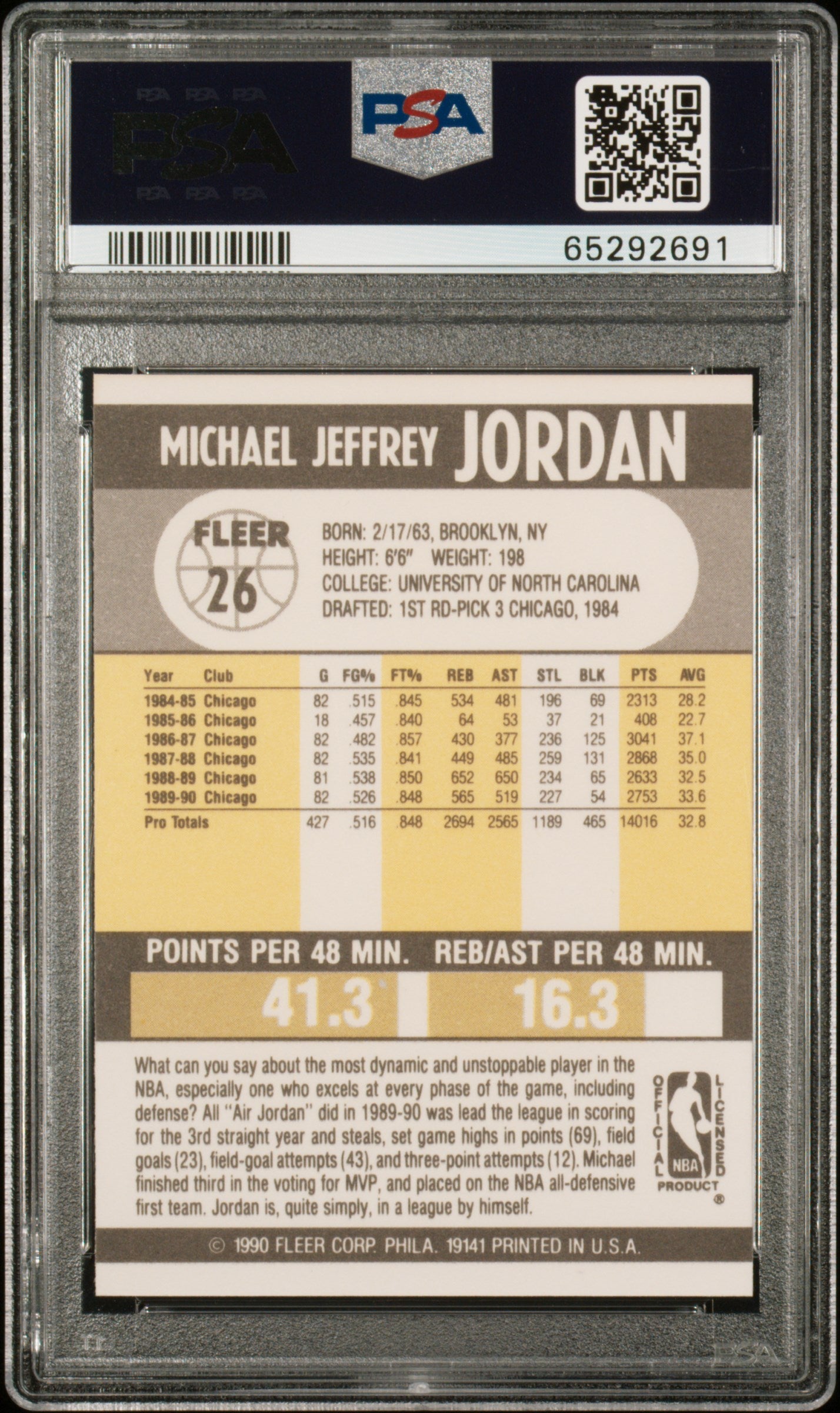 1990 Fleer Michael Jordan #26 PSA 10
