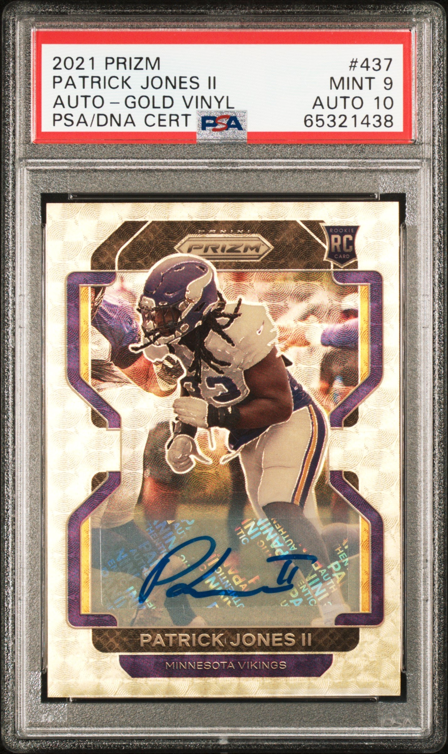 2021 Panini Prizm Gold Vinyl Patrick Jones II #437 RC Auto /5 PSA 9 Auto 10