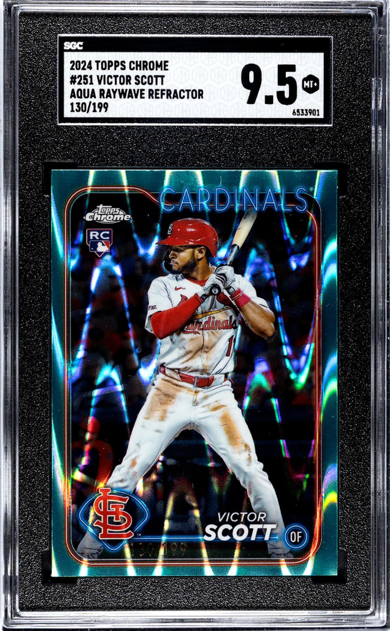 2024 Topps Chrome Aqua Raywave Victor Scott #251 RC /199 SGC 9.5