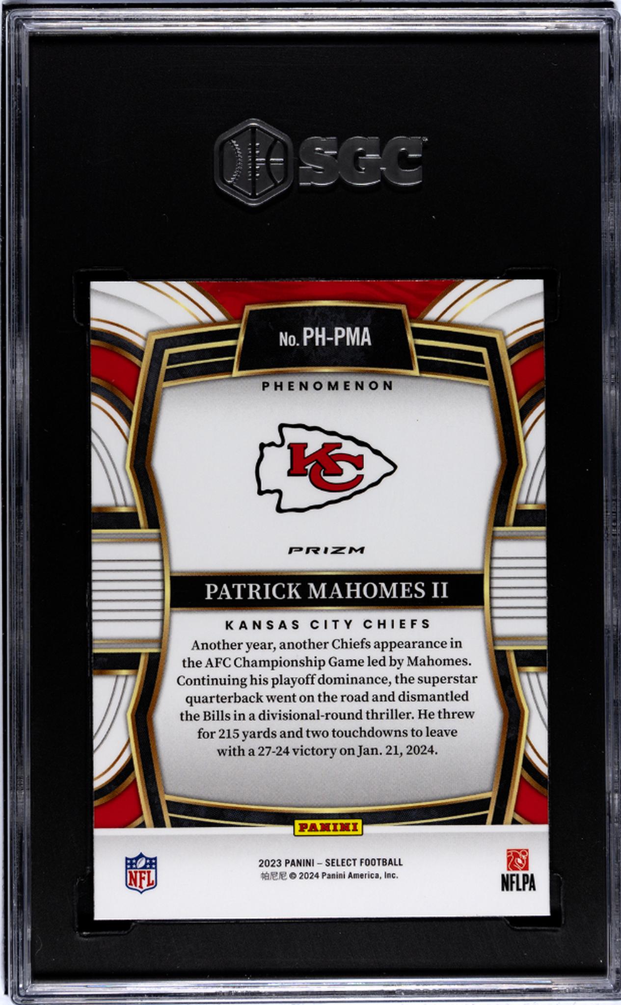 2023 Panini Select #PH-PMA Patrick Mahomes II Silver  SGC 8.5